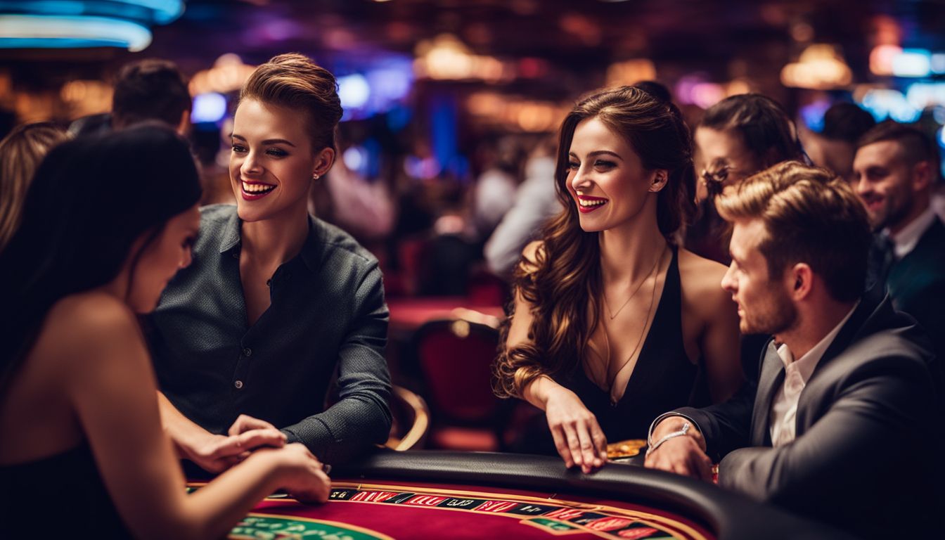 En grupp unga vuxna spelar kasinospel på en laptop på ett icke-Svensk licensierat kasino.